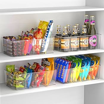 Finew Fridge Organiser Divided, 4 Pack Snack Storage, Plastic Food Organiser Bins with Removable ... | Amazon (UK)