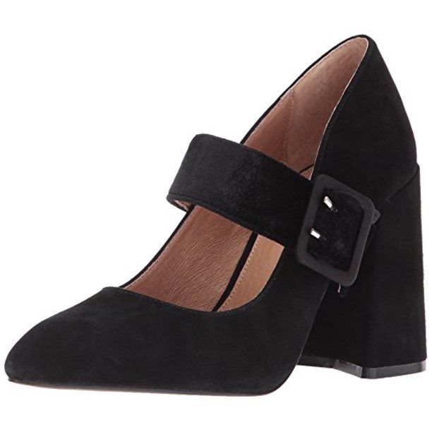 Shellys London Gracie Black Mary-Jane Retro Chic Pointed Toe Suede Pumps - Walmart.com | Walmart (US)