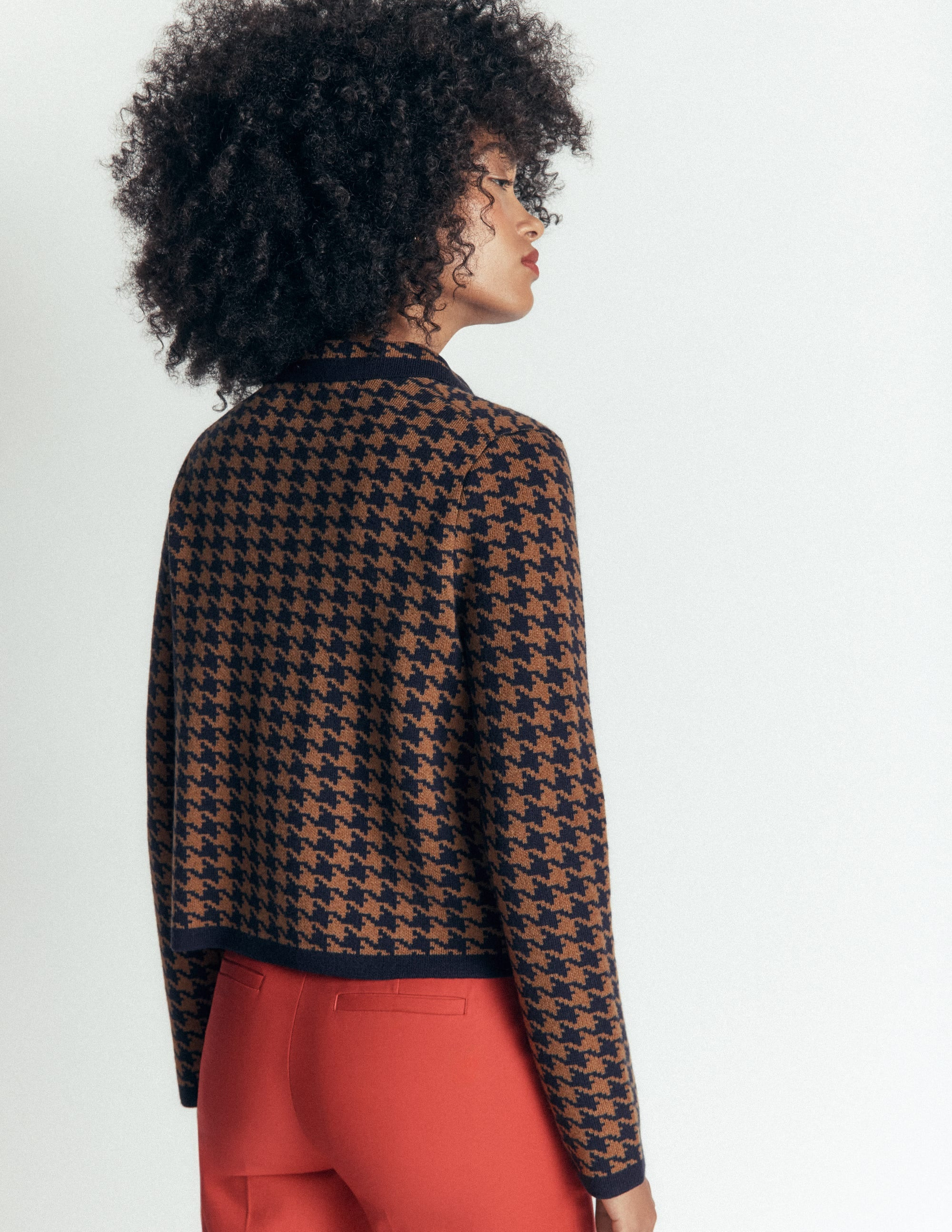 Veste en maille Elizabeth \u00e0 n\u0153ud-Camel, pied-de-poule | Boden FR