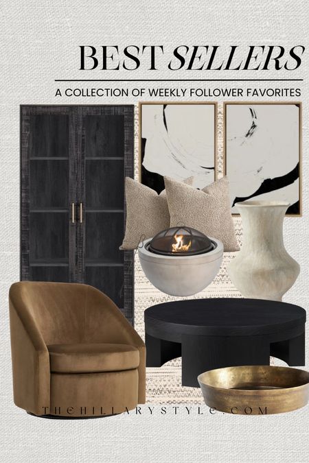 Weekly Best Sellers Home: Furniture and Decor from Walmart, Target, Walmart, Amazon, Pottery Barn. Velvet accent, chairs, black cabinet, wall, art, throw pillows, fire table, coffee table, decor tray.

#LTKStyleTip #LTKSeasonal #LTKHome
