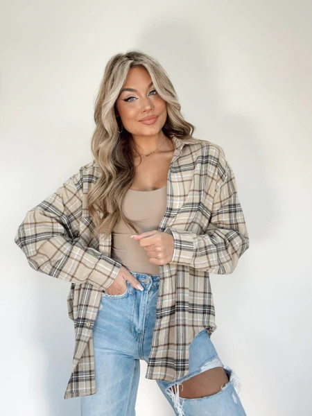 Beige Flannel Season Shirt | Lane 201 Boutique
