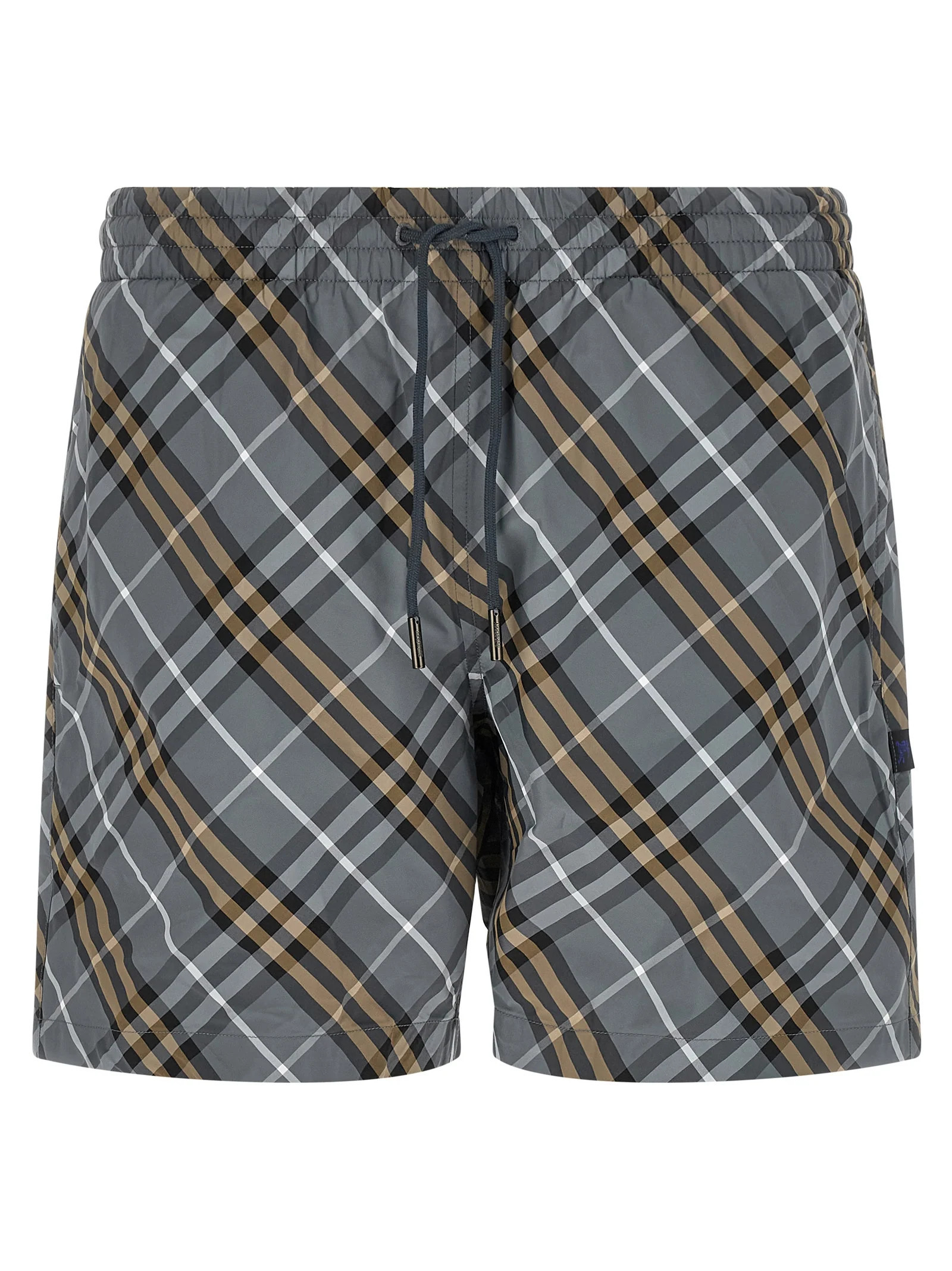 Burberry Check-Print Polyamide Bermuda Shorts — Gray - M | Italist Inc.