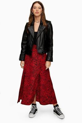 TOPSHOP Red Animal Spot Print Double Front Split Maxi Skirt  | eBay | eBay UK