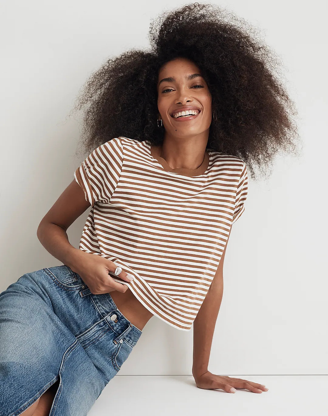 Softfade Cotton Boxy-Crop Tee | Madewell
