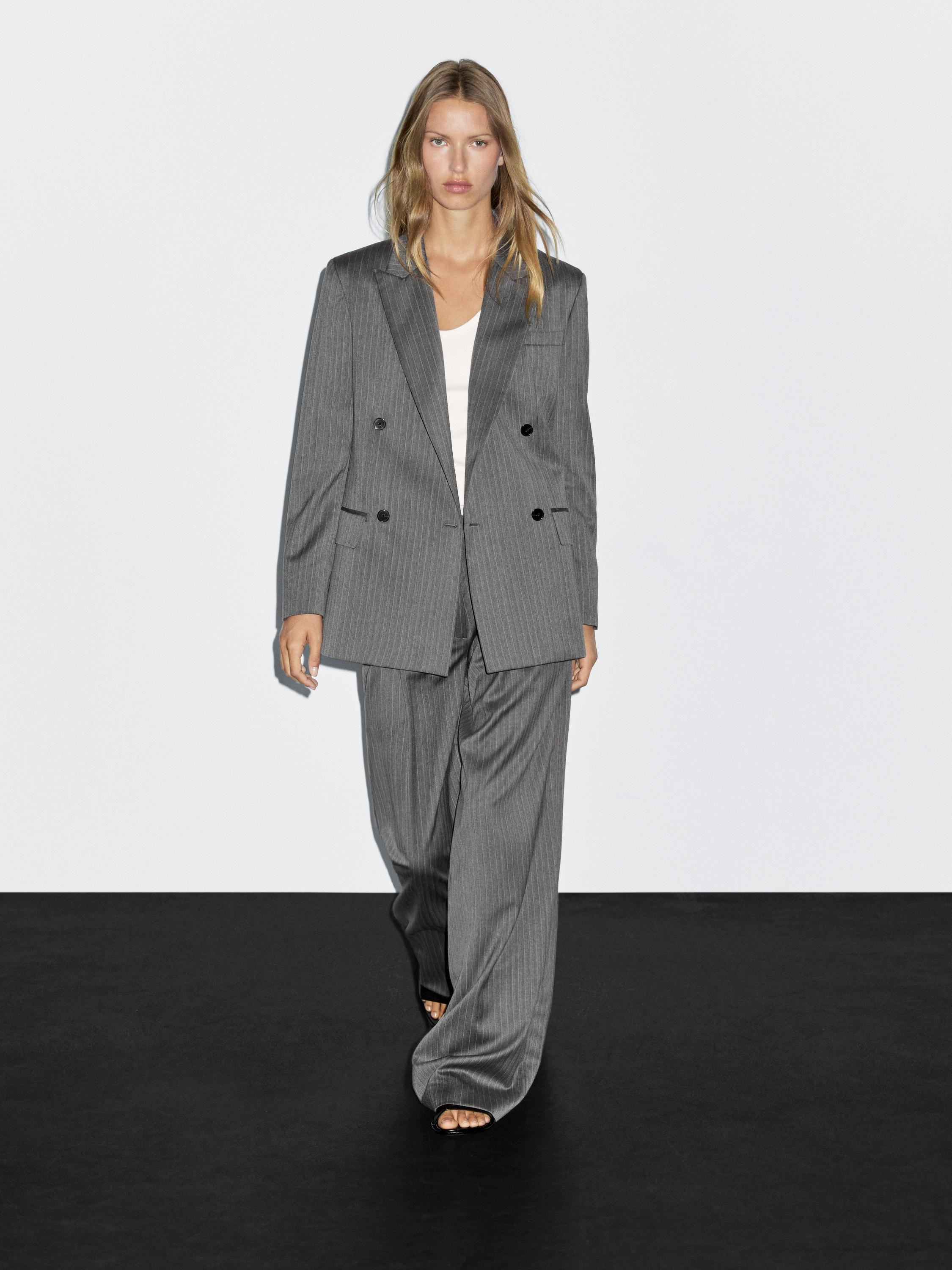 100% wool pinstripe blazer | Massimo Dutti US