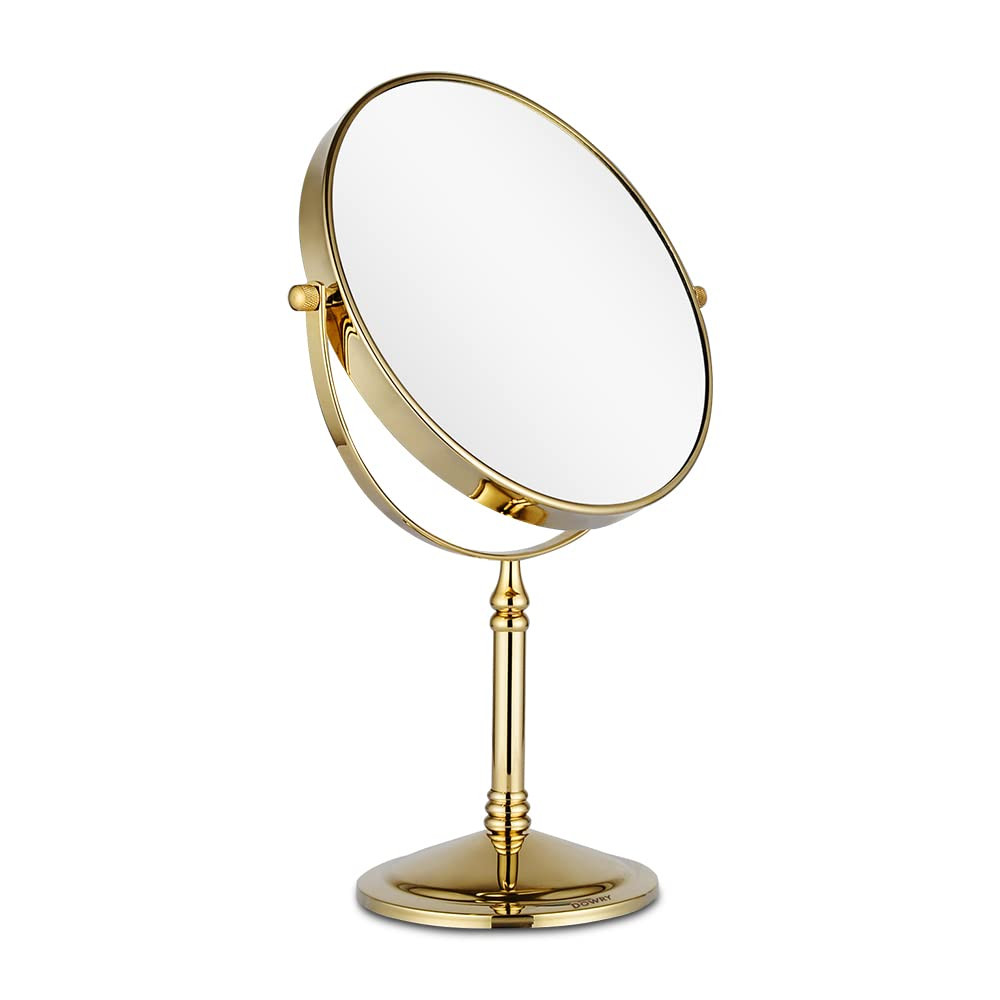 DOWRY Makeup Mirror 10x Magnification Vanity Mirror Tabletop Two-Sided Swivel Gold Finish(10X) | Amazon (US)