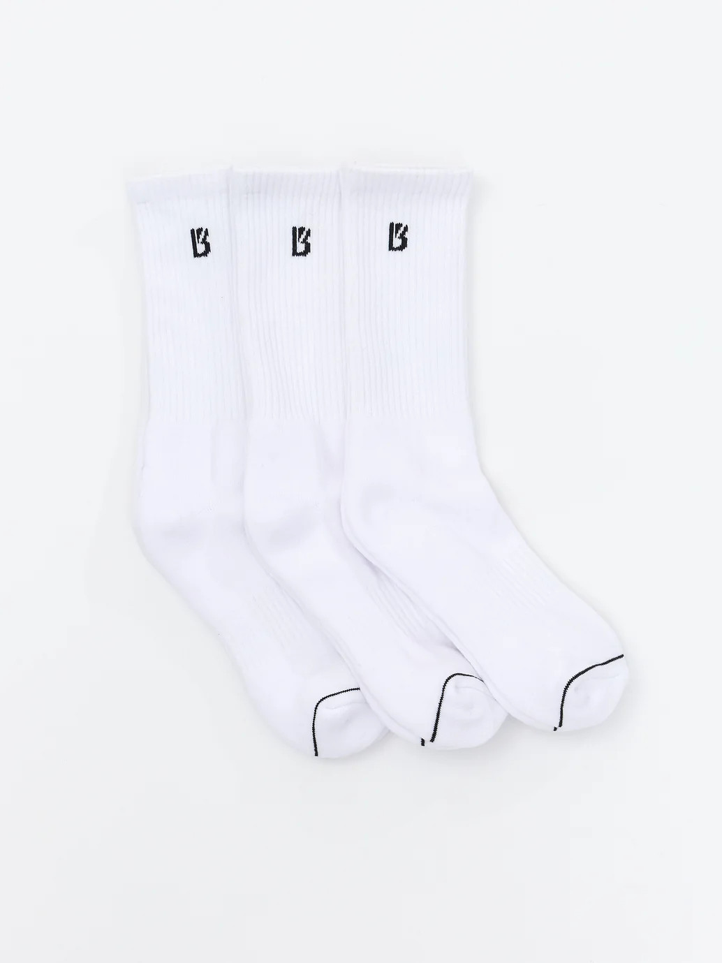 3 Pack Full Crew Socks - White | Buffbunny Collection