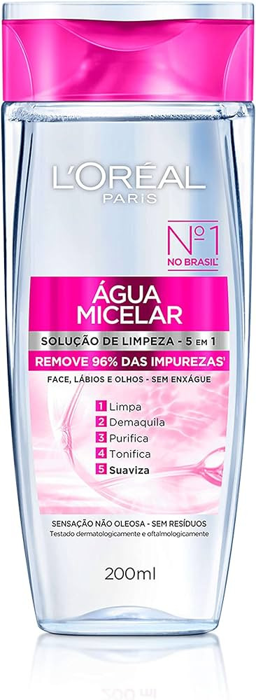 Água Micelar L'Oréal Paris Solução de Limpeza 5 em 1, 200ml | Amazon (BR)