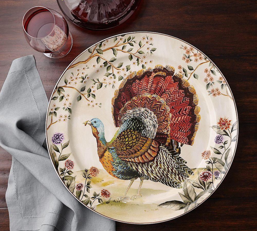 Botanical Harvest Turkey Stoneware Dinner Plates - Set of 4 | Pottery Barn (US)