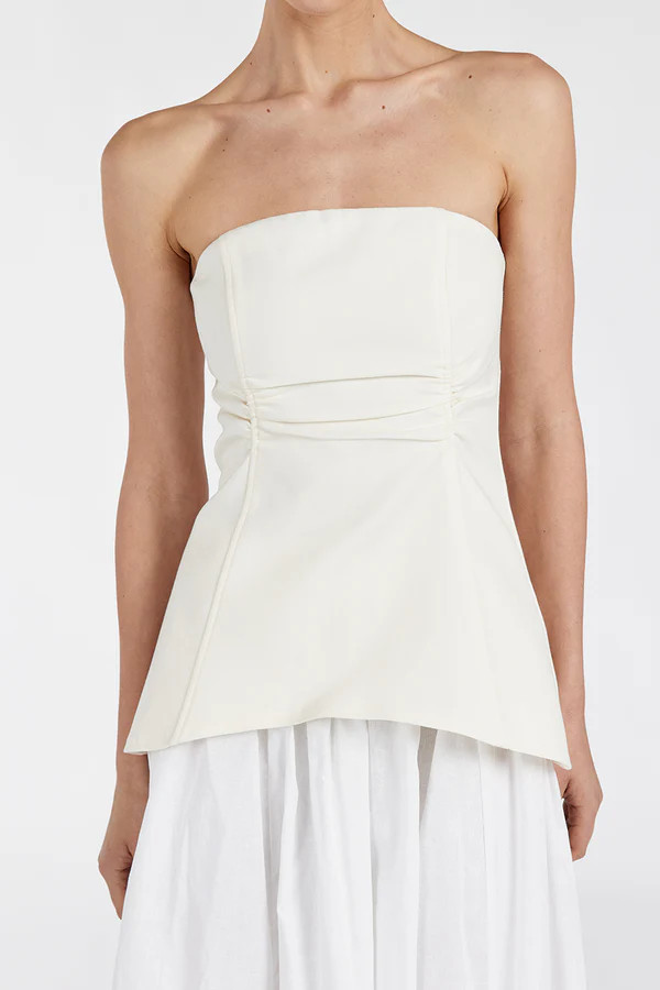 FRANCES CREAM STRAPLESS TOP | DISSH