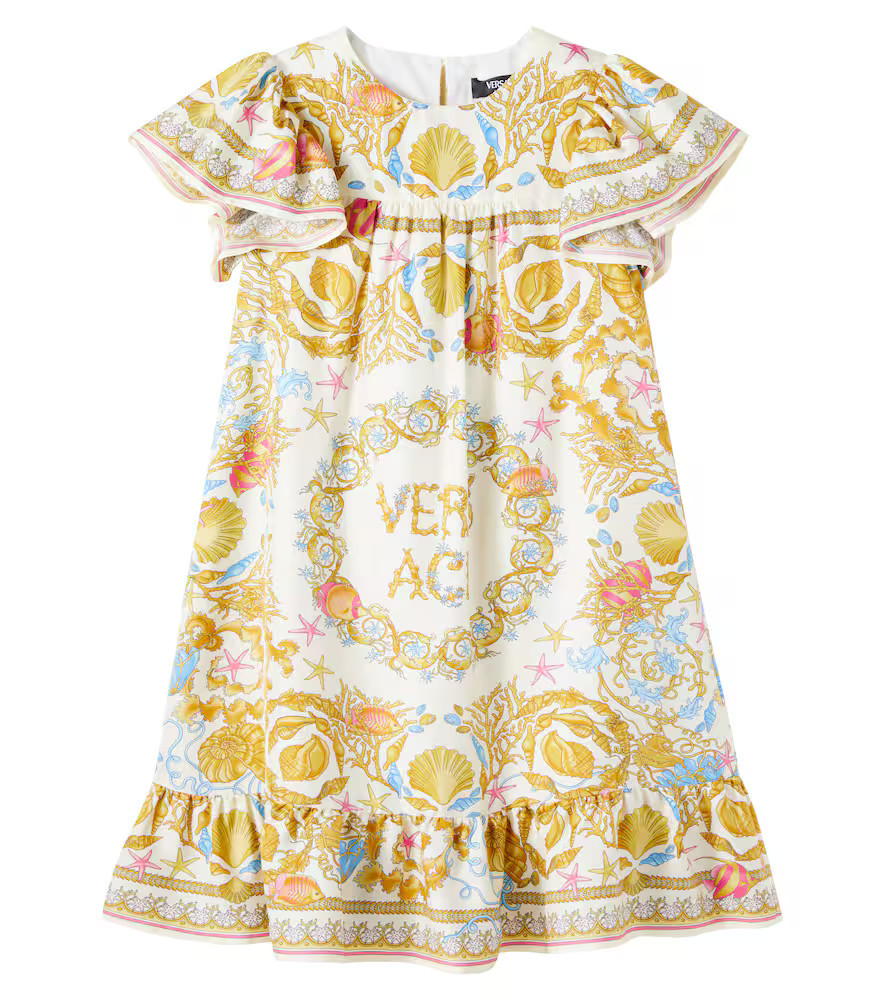 Versace Kids Underwater Barocco ruffled silk dress | Mytheresa (US/CA)
