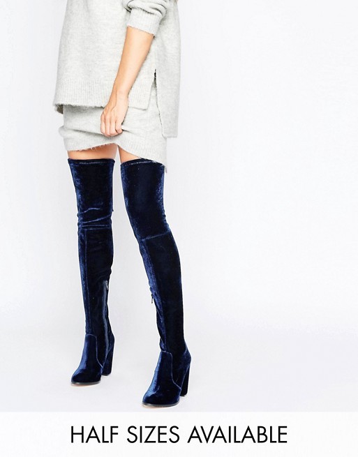 ASOS KINGDOM Velvet Heeled Over The Knee Boots | ASOS US