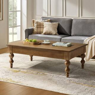 Emma 59.3 in. Acorn Lift Top 4 Legs Coffee Table with Storage Shelf and Solid Rubber Wood Legs | The Home Depot