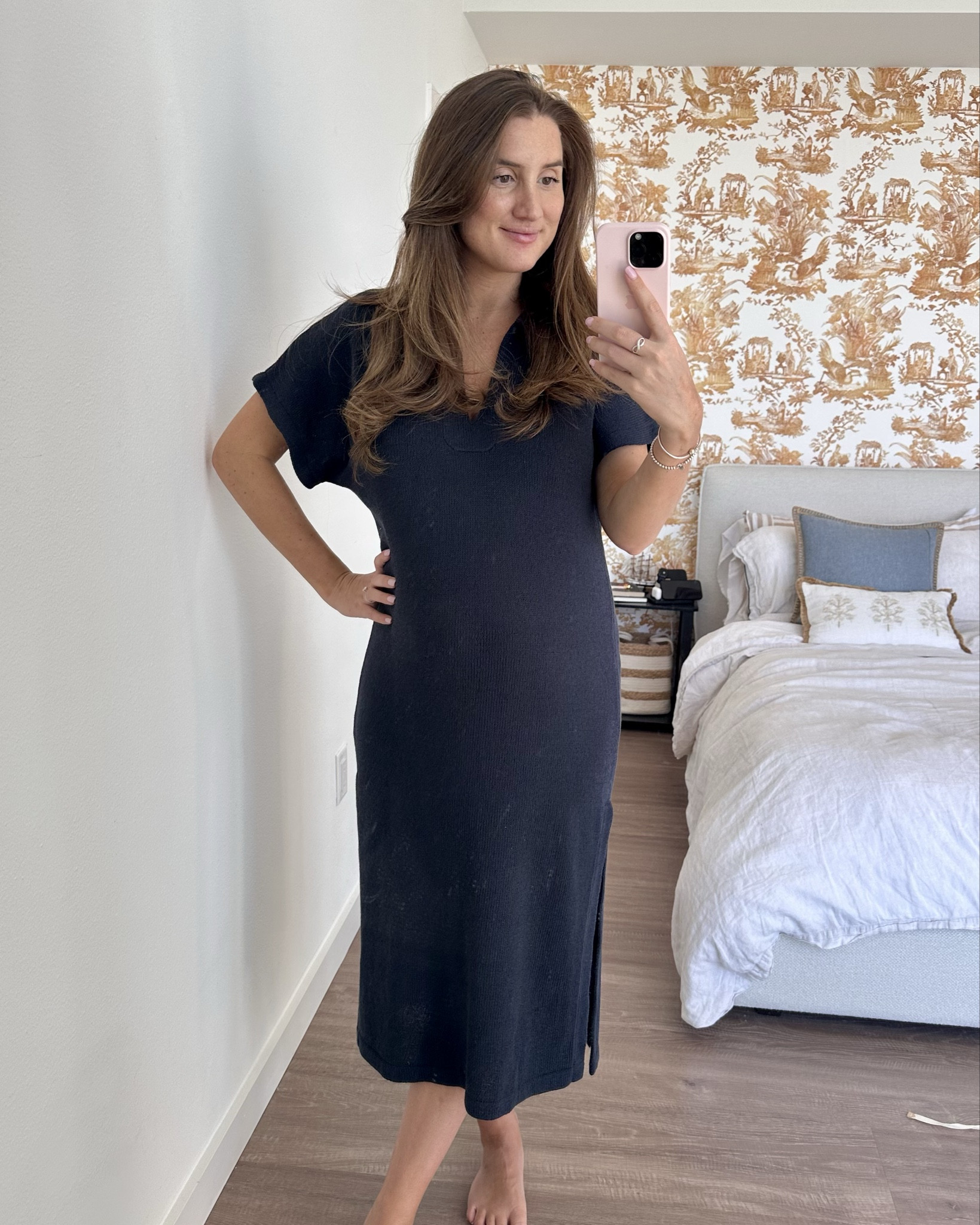 I love how stretchy this knit material is!!! Wearing a size M/L in this navy Tuckernuck dress! Very happy with the size for pregnancy!

#LTKBump #LTKTravel #LTKBaby
