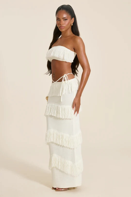 The Alba Knit Maxi Skirt Set in Cream | Mars The Label