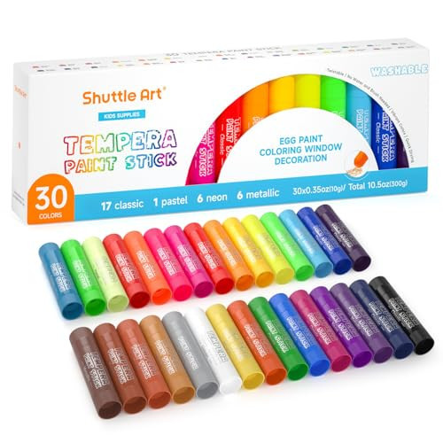 Shuttle Art Tempera Paint Sticks - 30 Solid Colours - Quick Drying - Works Great on Paper, Wood, Glass, Ceramic, Canvas | Amazon (US)