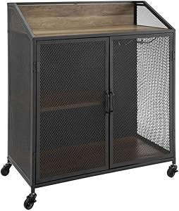 Walker Edison Malcomb Urban Industrial Metal Mesh Double Door Rolling Bar Cabinet, 33 Inch, Rusti... | Amazon (US)