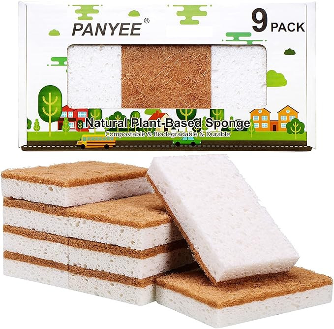Natural Sponges Kitchen 9Pack ,Eco Friendly Non-Scratch Scrub Sponge,Biodegradable Sisal Scrubber... | Amazon (US)
