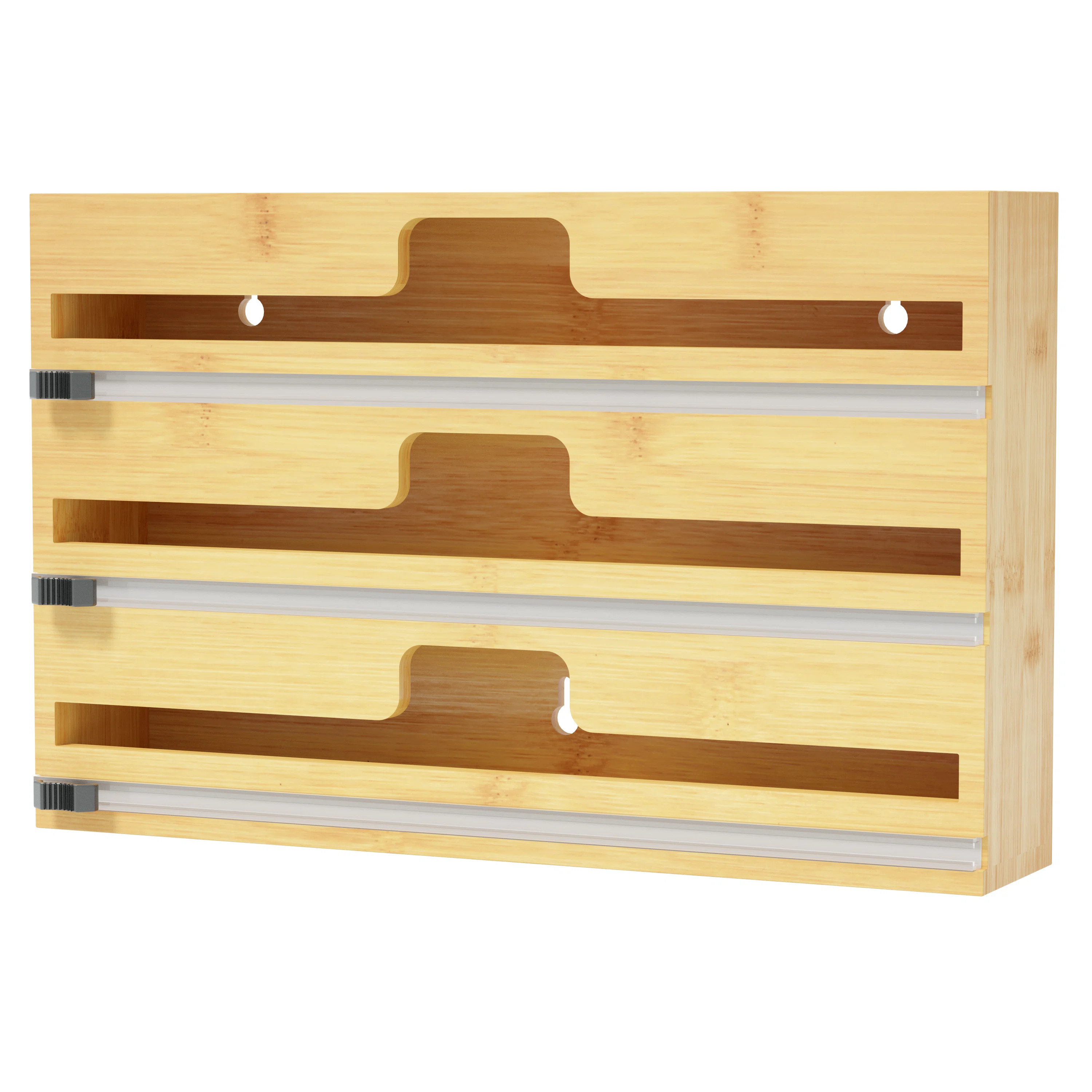 WrapNeat 3 in 1 Wrap Organizer with Cutter & Labels, Bamboo Dispenser for Plastic Wrap, Aluminum ... | Wayfair North America