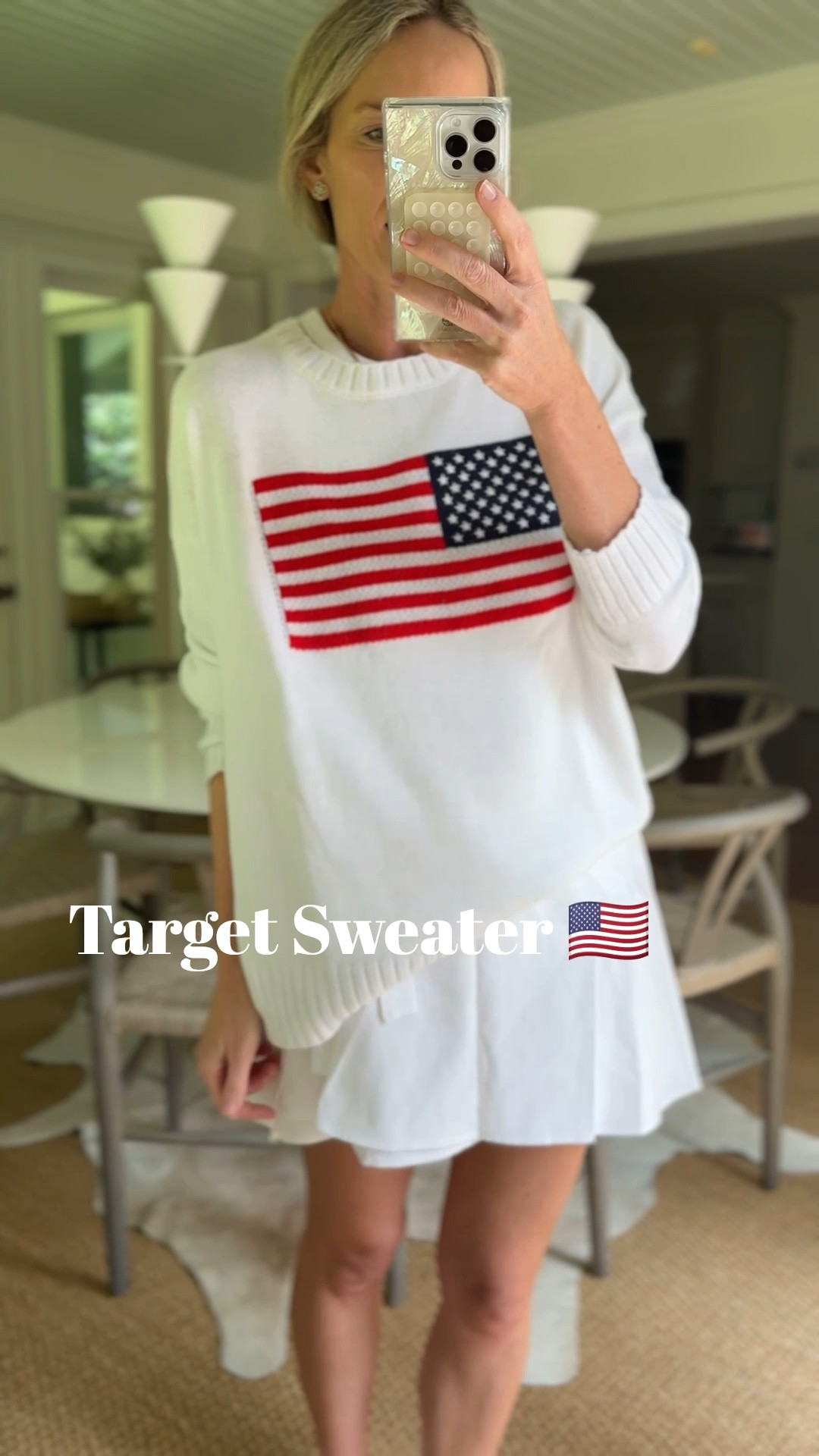 Adorable and selling so fast! Soft, embroidered flag and drapes so well ! I am in a M but grab tts if you don’t want as oversized :) 