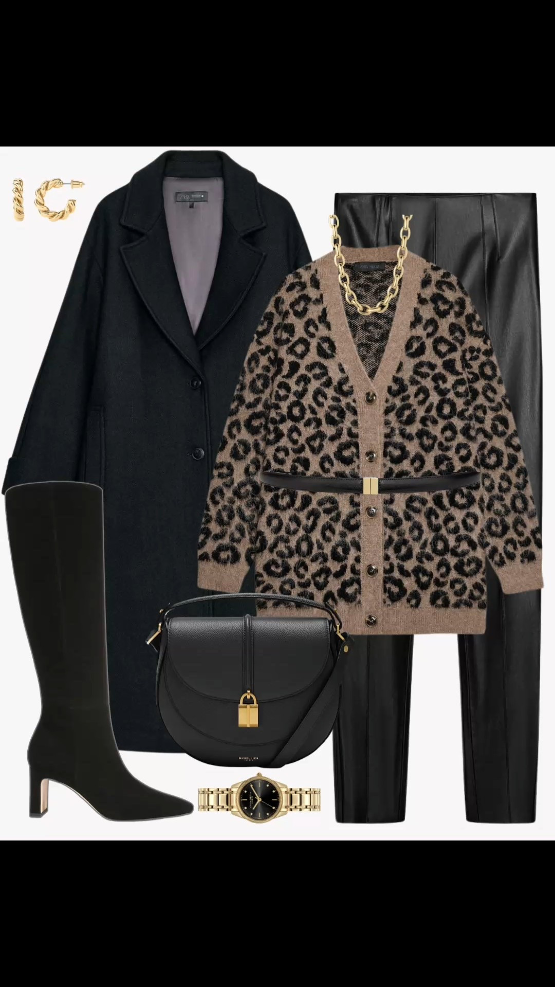 A late fall / early winter outfit with an oversized wool coat, long leopard print cardigan, faux leather leggings, suede knee high boots, top handle bag 🐆🖤

#LTKSaleAlert #LTKootd #LTKCyberWeek