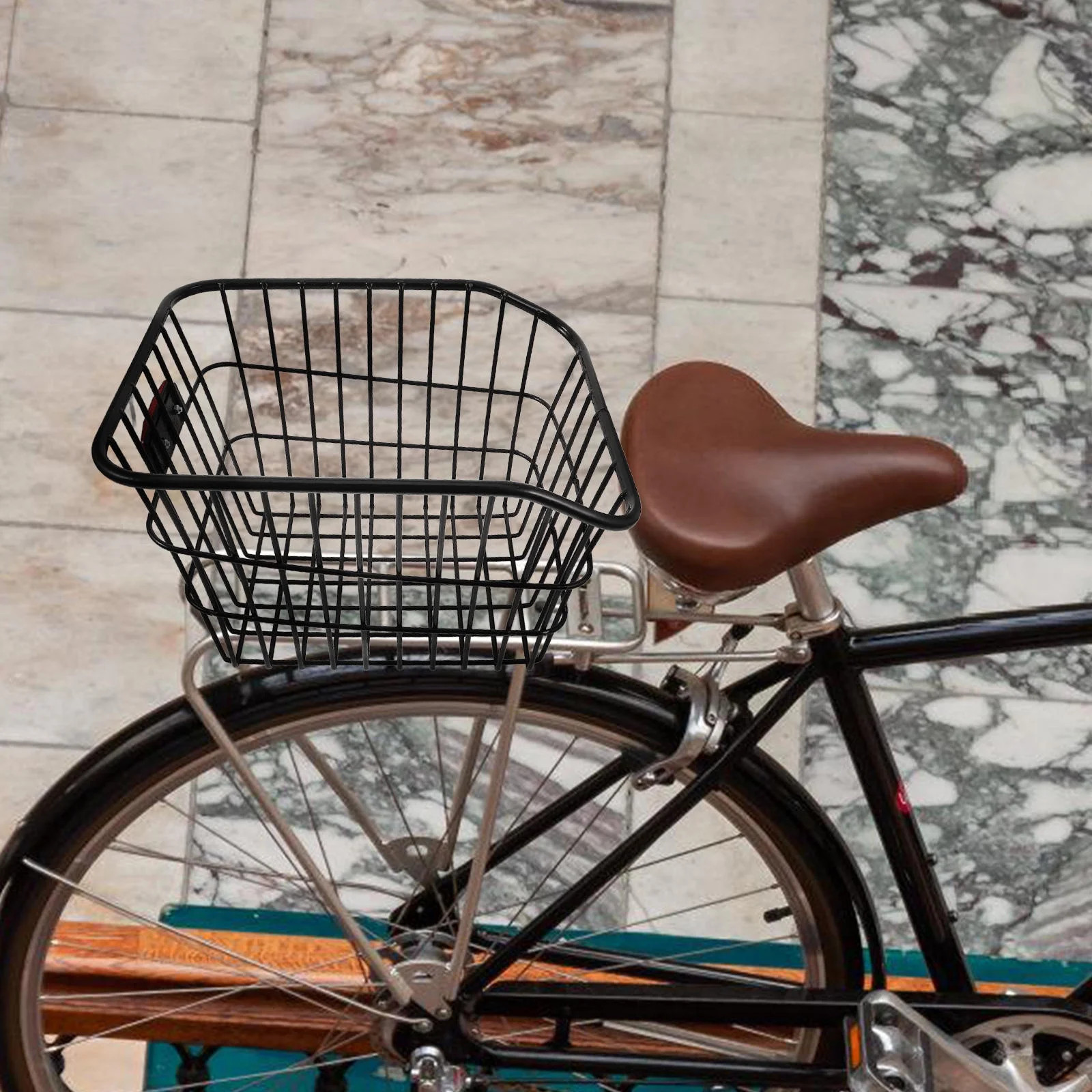 WRISTBIQUE Rear Bike Basket Black Metal Wire Cycling Basket for Easy Installation | Walmart (US)