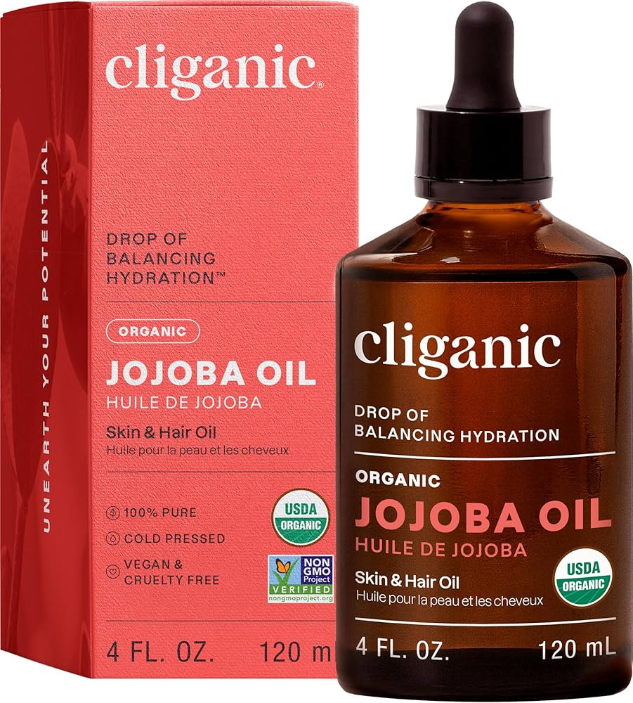 Cliganic Organic Jojoba Oil, 100% Pure (4oz) | Moisturizing for Face, Hair, Skin & Nails | Natura... | Amazon (US)