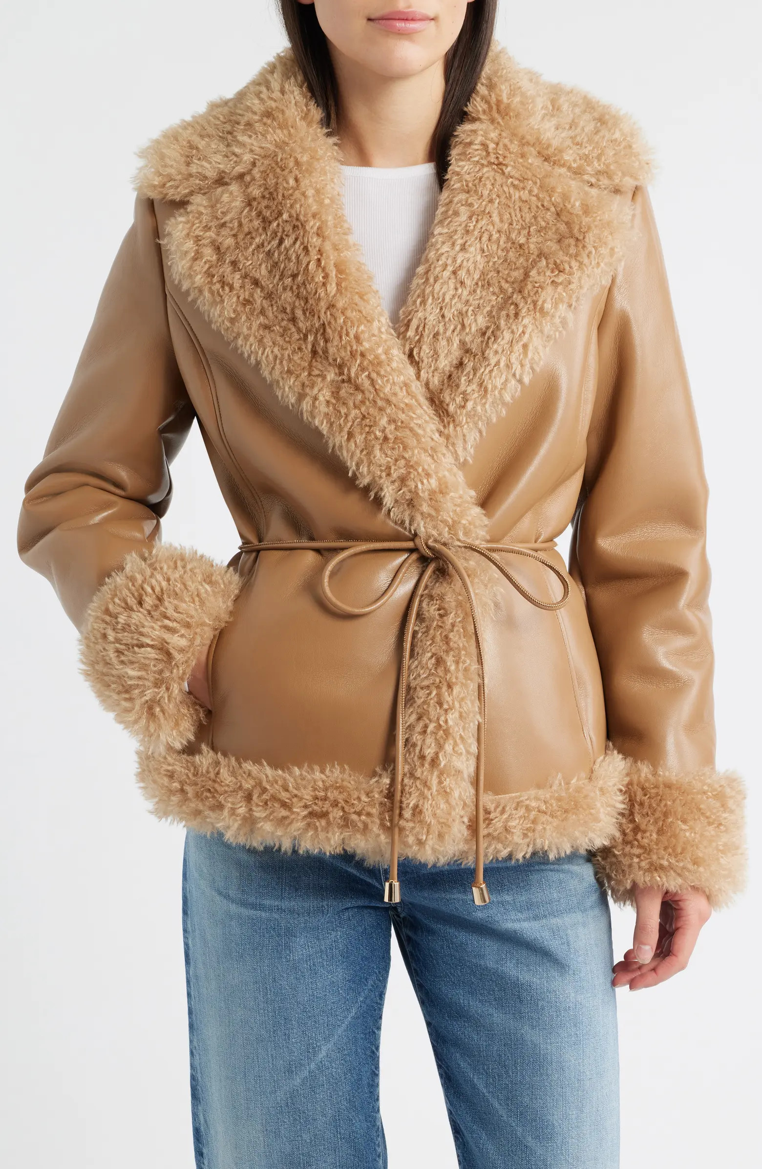 Faux Shearling Wrap Coat | Nordstrom