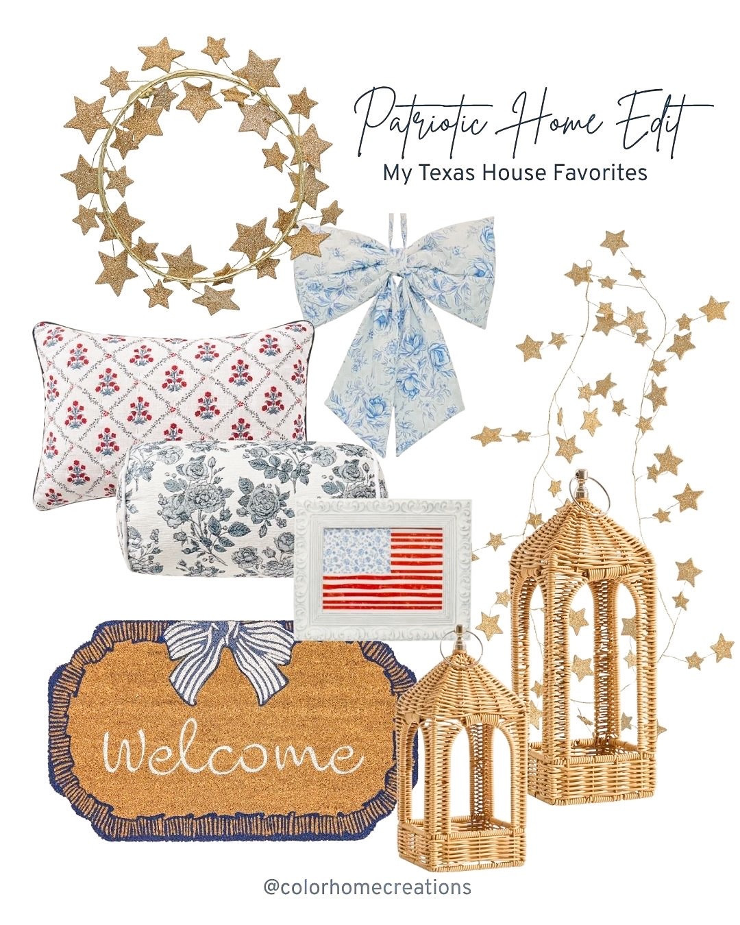 Patriotic Home Edit with My Texas House favorites! 🇺🇸 Curated 4th of July decor – crown, garland, pillows, doormat, and lanterns to style your home with effortless festive charm.

#LTKHome #LTKSeasonal