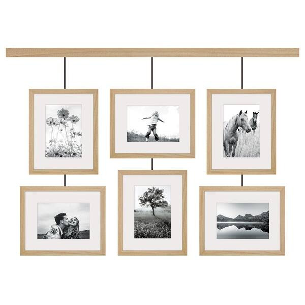 6 Piece 5x7 Suspended Picture Rail Frame Gallery Wall Kit, Black - Beige | Bed Bath & Beyond