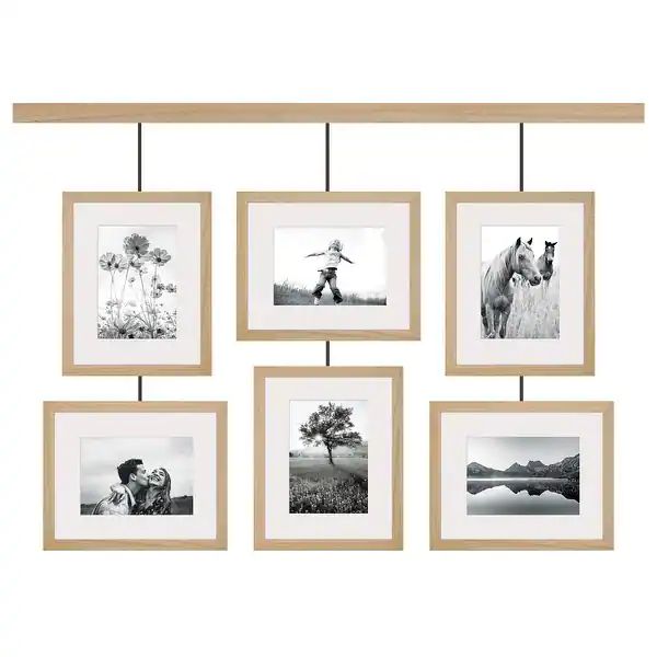 6 Piece 5x7 Suspended Picture Rail Frame Gallery Wall Kit, Black - Beige | Bed Bath & Beyond