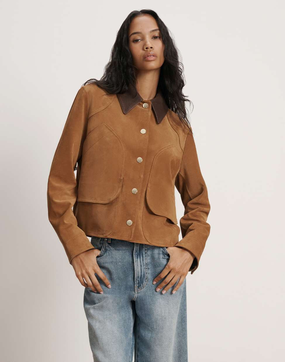 Walters Suede Cropped Jacket in Whisky | Veronica Beard | Veronica Beard
