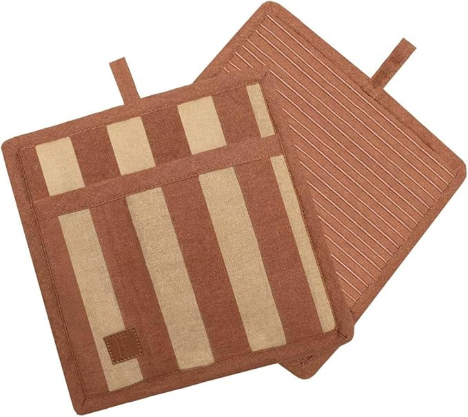 Folkulture Pot Holders for Kitchen | Pack of 2 (8x8) Ribbed Soft Silicone Hot Pads for Kitchen | ... | Amazon (US)