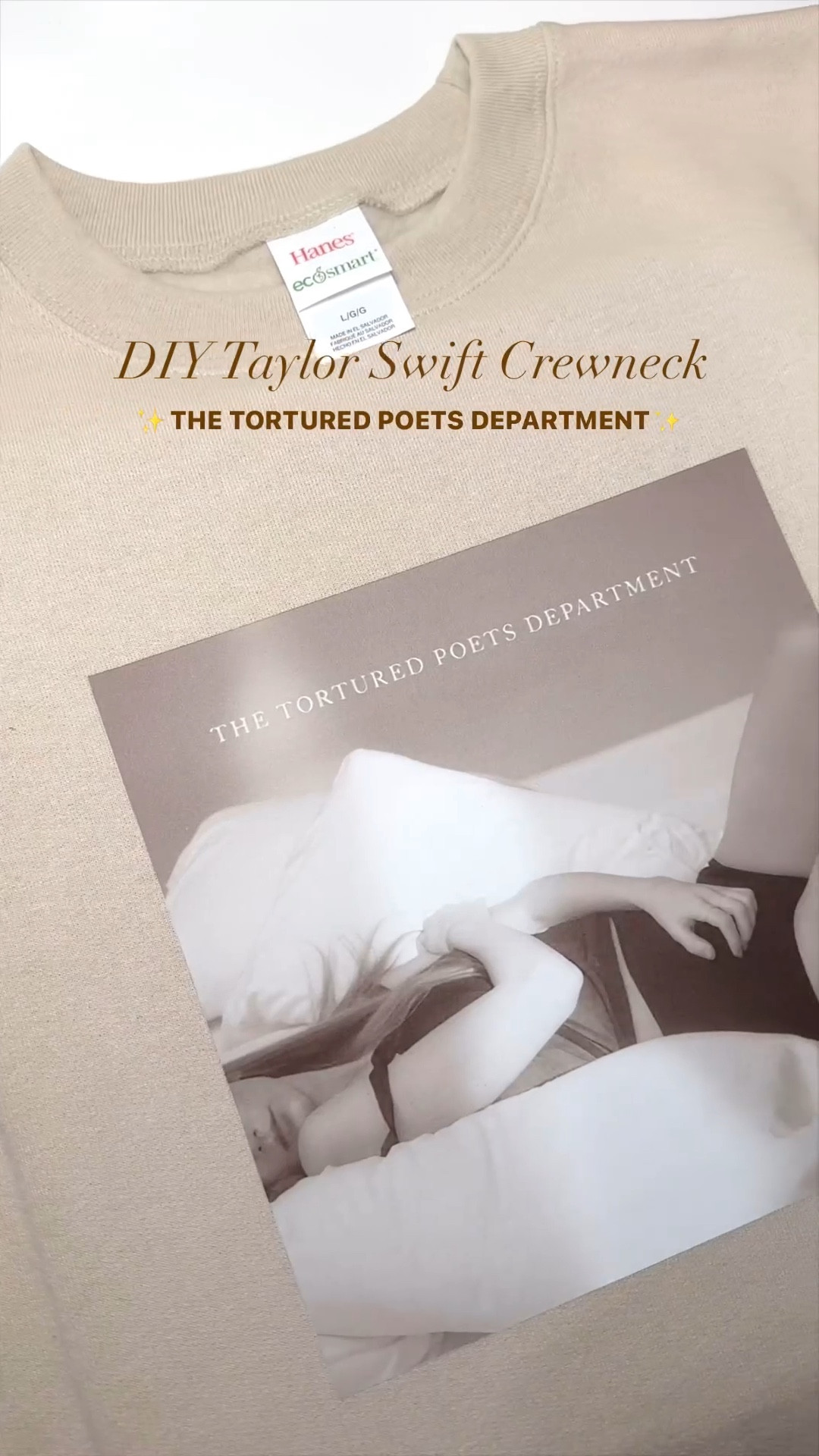 DIY Taylor Swift Crewneck: TTPD Edition ✨🤎 

Crewneck Size Large!

#LTKVideo #LTKU #LTKGiftGuide