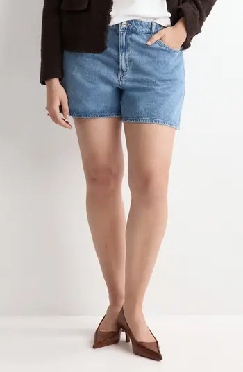 MANGO High Waist Straight Fit Denim Shorts | Nordstrom | Nordstrom