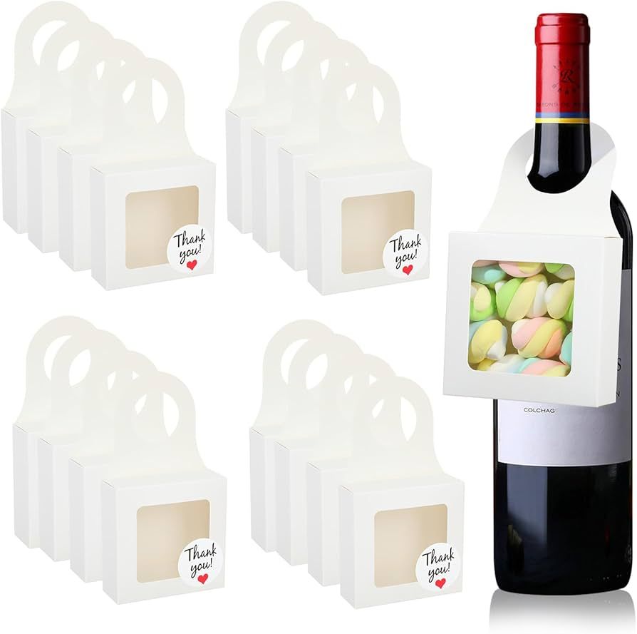 ISKYBOB 20PCS Wine Bottle Box with Window, Kraft Paper Wine Boxes for Gifts Hanging Wine Treat Bo... | Amazon (US)