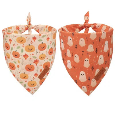 Halloween Dog Bandana, Ghost Pumpkin Design Reversible Holiday Dog Scarf, Triangle Halloween Bandanas For Medium Large Dogs Pets (Large) | Wayfair North America