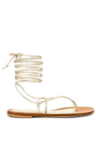 Lola Lace Up Sandal in Gold | Revolve Clothing (Global)
