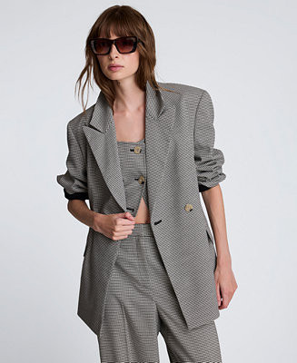 Women's Houndstooth Double-Breasted Jacket | Macy's
