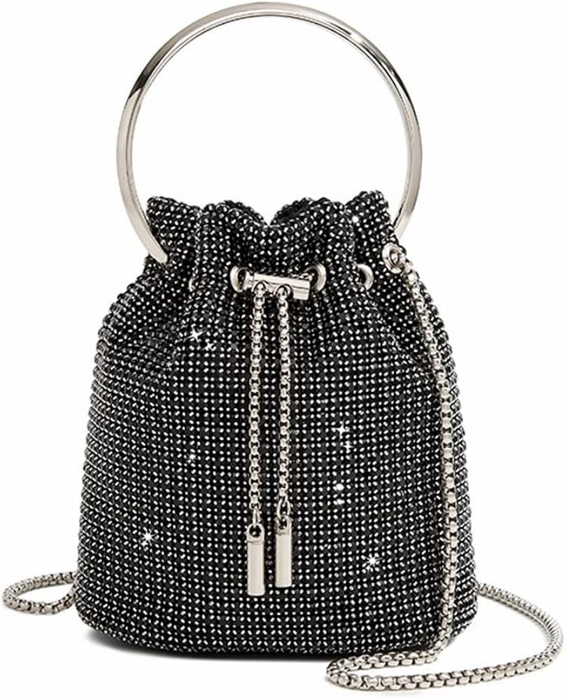 DJBM Women Full Diamonds Bucket Handbag Rhinestone Clutch Purse Evening Clutch for Women Party Pr... | Amazon (US)