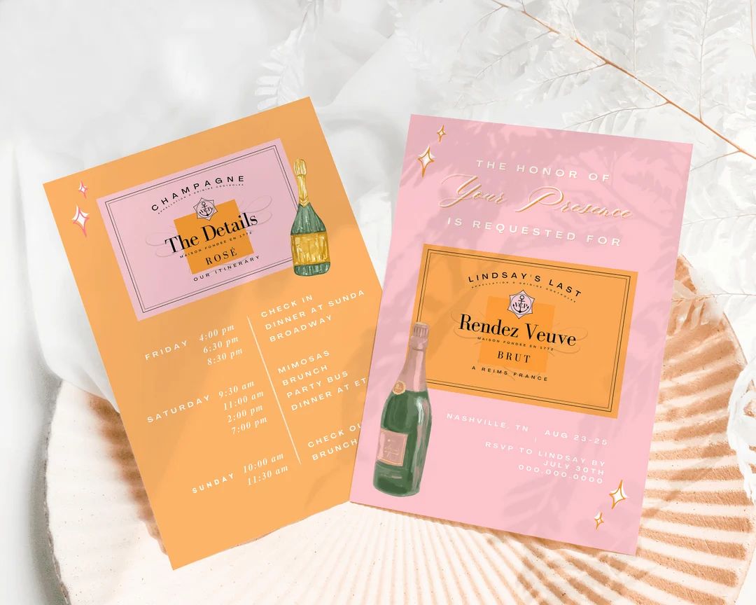 Champagne Bachelorette Welcome + Itinerary Template | Etsy (US)