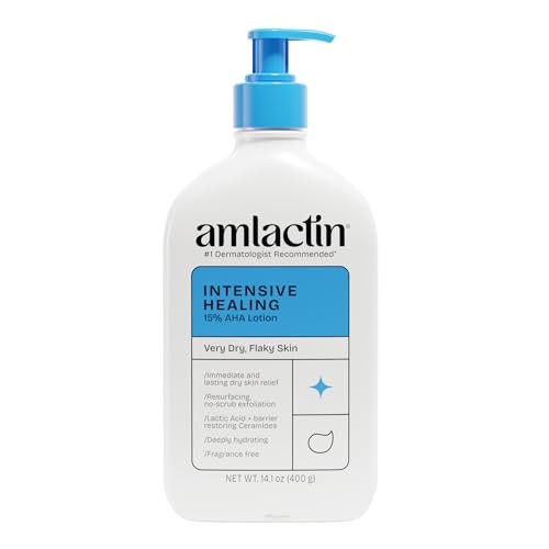 AmLactin Intensive Healing Body Lotion - Therapeutic Lotion for Extremely Dry Skin - No-Scrub Exfoliator and Moisturizer with 15% Lactic Acid AHA and Ceramides, 14.1 oz (Packaging May Vary) | Amazon (US)