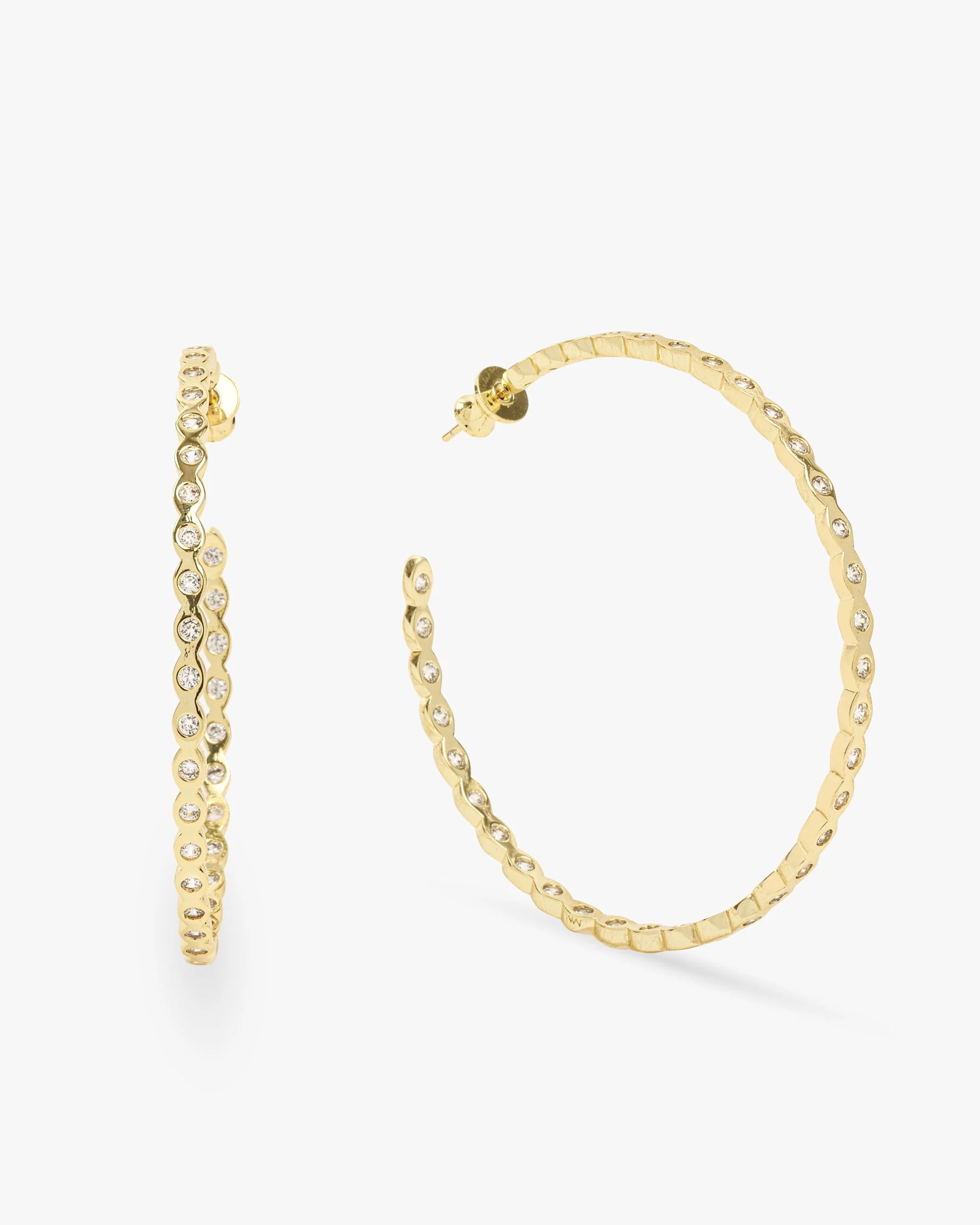 Teeny Pod Hoops - Gold|White Diamondettes | Melinda Maria