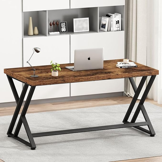 LVB Rustic Wood Computer Desk, Metal Home Executive Office Desk, Industrial Large Gaming Writing ... | Amazon (US)