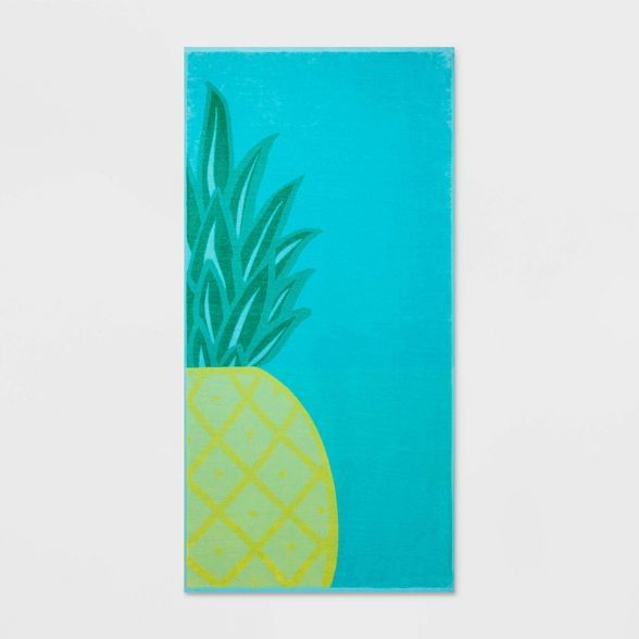 Pineapple Beach Towel XL Aqua Blue - Sun Squad™ | Target
