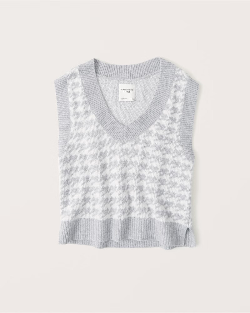 Cropped Pattern V-Neck Sweater | Abercrombie & Fitch (US)