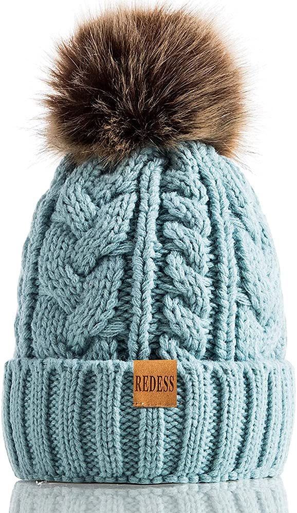 REDESS Women Winter Pompom Beanie Hat with Warm Fleece Lined, Thick Slouchy Snow Knit Skull Ski C... | Amazon (US)