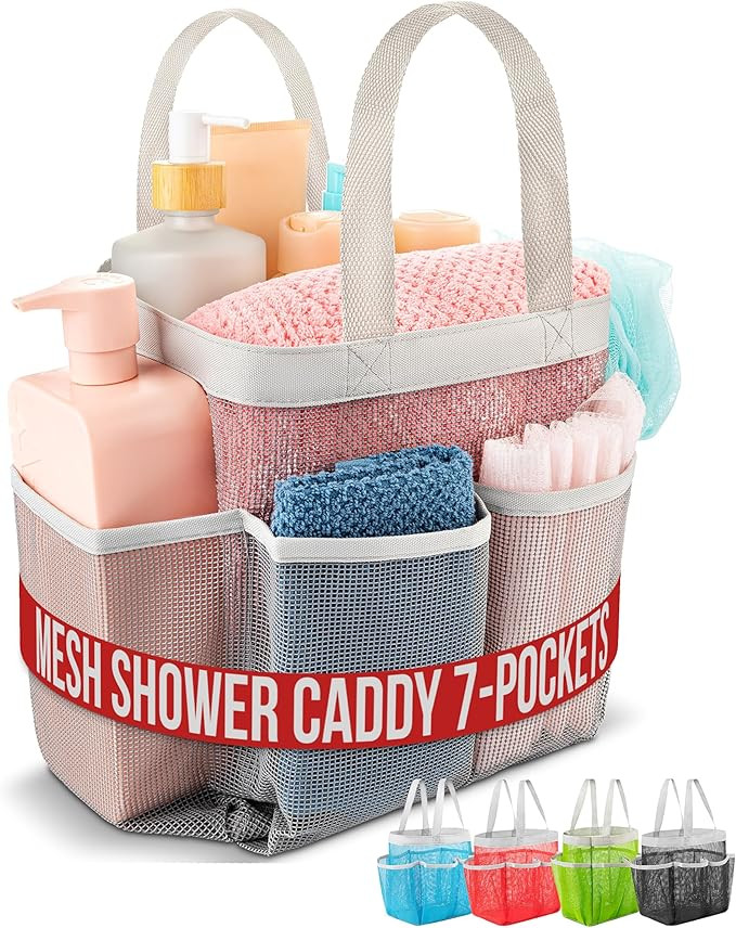 Handy Laundry Masirs Mesh Shower Caddy - 7 Pocket Portable Bathroom Organizer Tote for Travel, Gy... | Amazon (US)