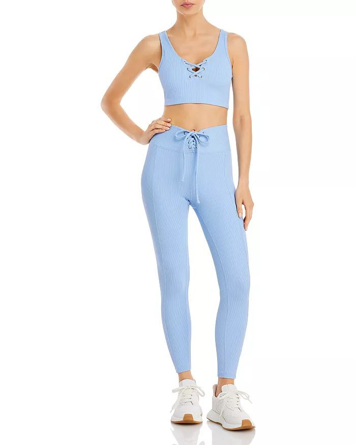 Ribbed Football Sports Bra & Ribbed Tie Front Leggings | Bloomingdale's (US)