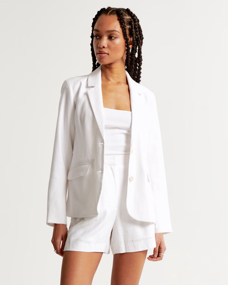 Women's Linen-Blend Blazer | Women's Coats & Jackets | Abercrombie.com | Abercrombie & Fitch (US)